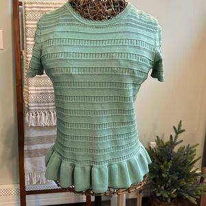 Ann Taylor Factory Petite M peplum knotted top mint green